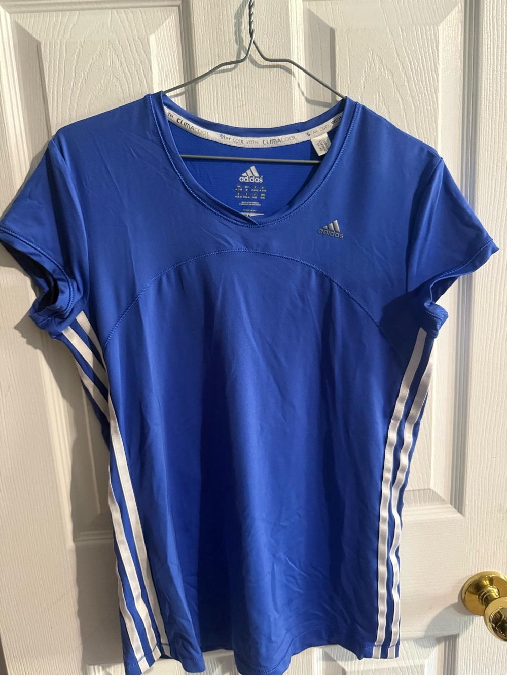 adidas Royal Blue Short Sleeve Tee with White Side Stripes